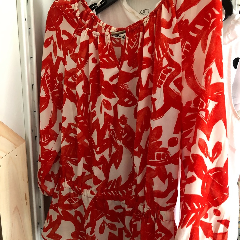 Orange and white printed blouse